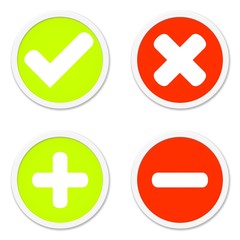 Fototapeta premium 4 Buttons: Zustimmung Ablehnung Plus Minus