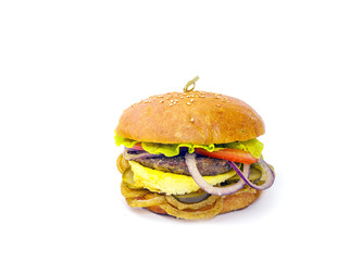 simple hamburger with cottage cheese on white background 2