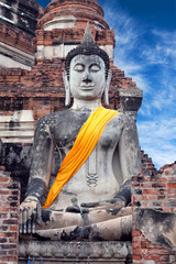 Buddha Statues at Wat Yai Chaimongkol in Ayutthaya, Thailand