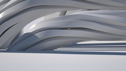 Abstract background with twisted shapes, 3 d render