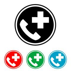 Icono plano circulo telefono emergencia en varios colores