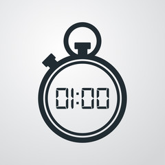 Icono plano cronometro un minuto en fondo degradado