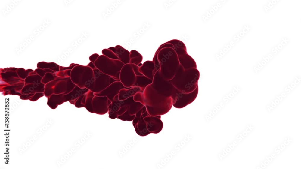 Poster volume effects dissolve red ink in water or massive fume in air. vfx for compositing with alpha mask
