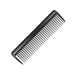 Vector Black Plastic Pocket Hair Brush Comb Top View Isolated on White Background