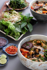 Vietnamese food, bun rieu and canh bun