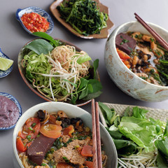 Vietnamese food, bun rieu and canh bun