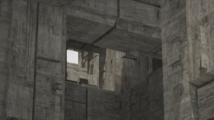 Fototapeta na wymiar Abstract industrial concrete space with columns, 3 d render