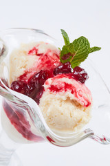 ice cream with berry jam