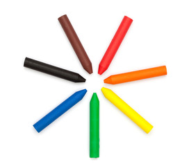 Wax Crayons - Circle, isolated on White Background