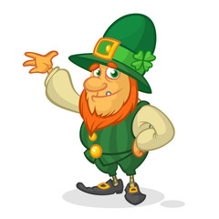 Cartoon Leprechaun. Vector illustration of  Leprechaun character presenting. St Patrick's Day mascot