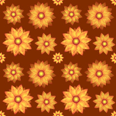 Abstract seamless pattern with floral background. Sunny yellow flower. Vector illustration