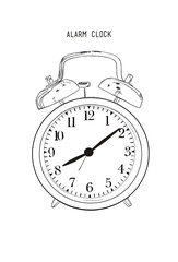 Hand drawn sketch alarm clock.Vector