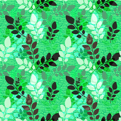 Seamless pattern with beautiful branches and leaves, vector illustration