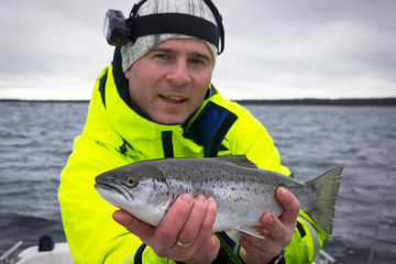 Sea trout fishing from boat