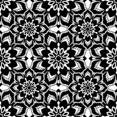 Fototapeta premium Seamless pattern with mandalas in black and white colors. Vector background.