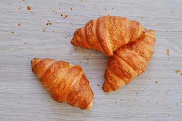 Close up croissant snacks on a table.