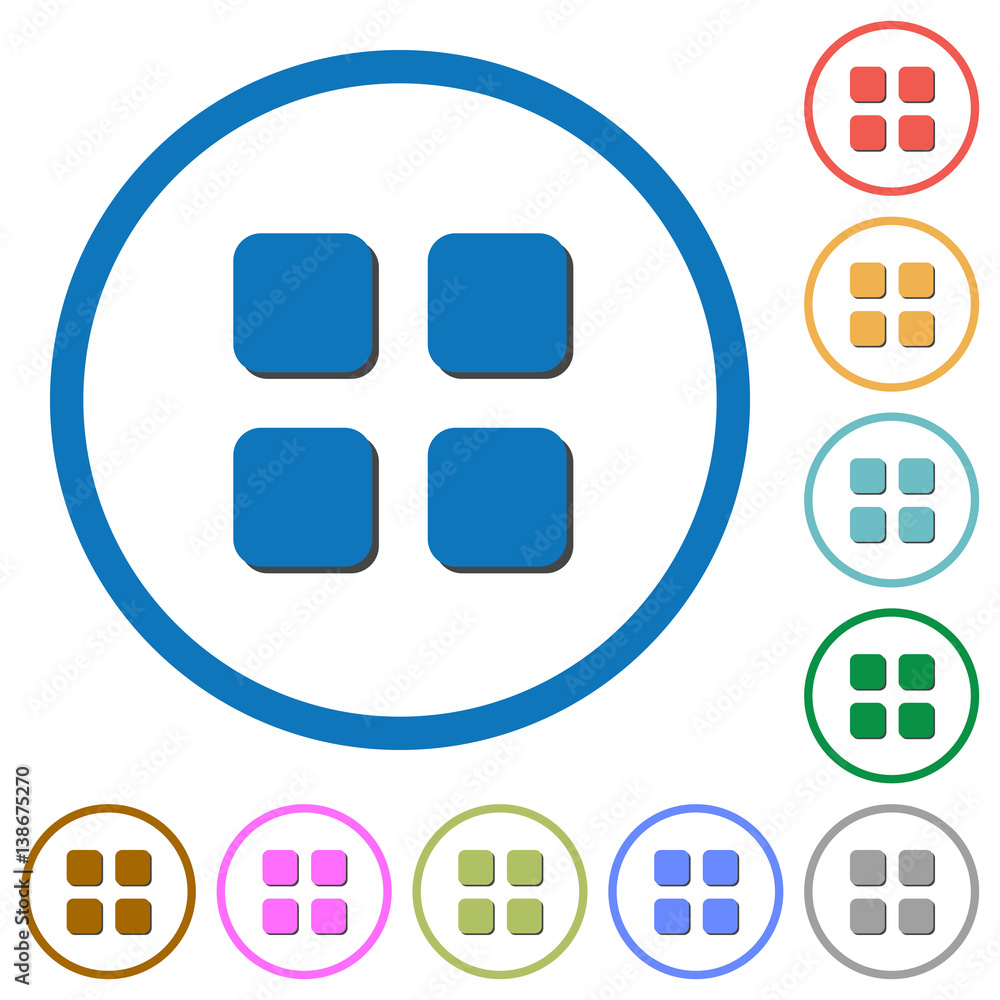 Poster large thumbnail view mode icons with shadows and outlines