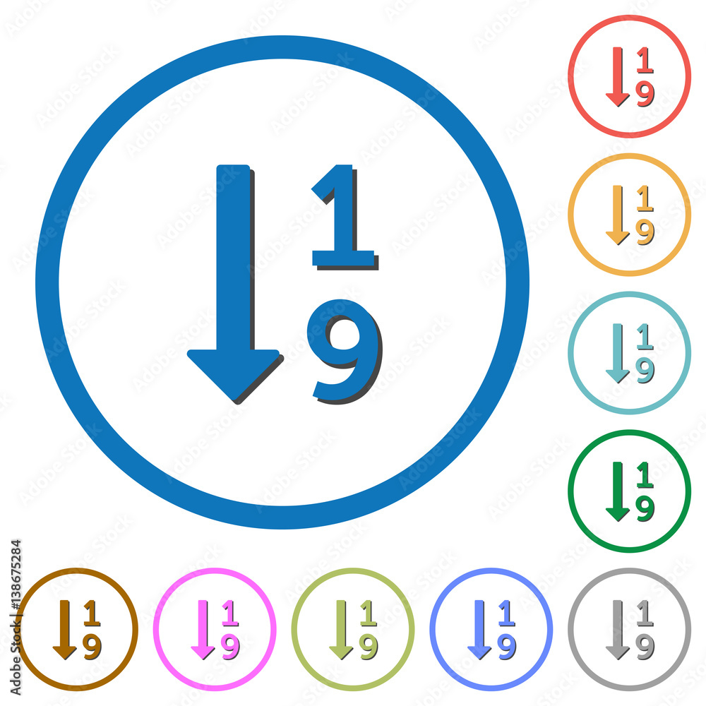 Poster ascending numbered list icons with shadows and outlines