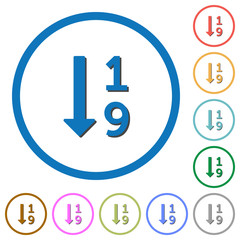 Ascending numbered list icons with shadows and outlines