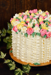 Fototapeta na wymiar Gorgeous cake with spring decor