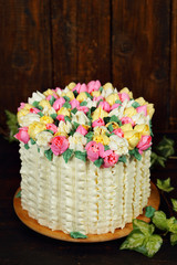 Fototapeta na wymiar cake with spring decor