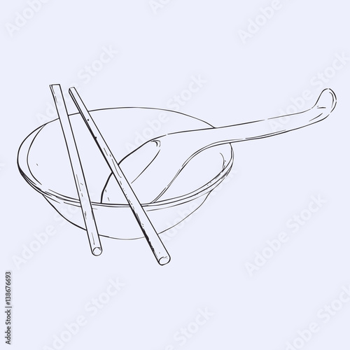 "bowl, chopsticks and spoon" Stock image and royaltyfree vector files