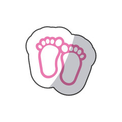 sticker Baby paint footprint standing in pink vector illustration