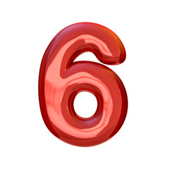 Red digits made of inflatable balloons isolated on white background. 3D rendering