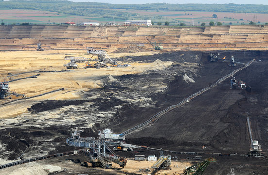 Open Pit Coal Mine With Machinery