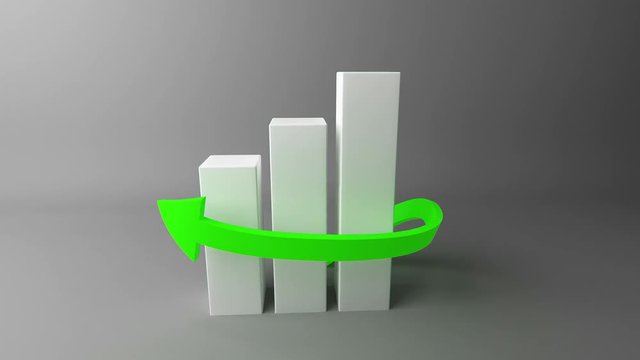 finance graphs with growing arrow for use in presentations, education manuals, design, etc. 3D