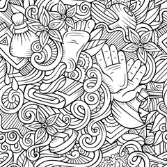 Cartoon cute doodles Spa, Massage seamless pattern