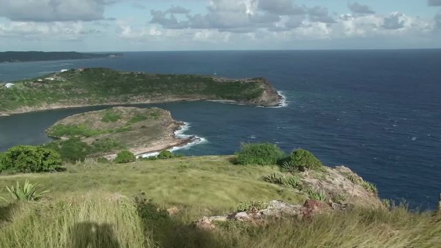 Scenic view of Indian Creek on Antigua taken from Shirley Heights on a blustery afternoon