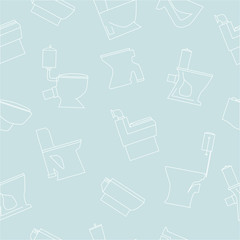 Toilet bowls seamless pattern. Vector line icons. Toilet seats background.