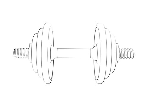 Dumbbell.Isolated on white background.Sketch illustration.Front view.