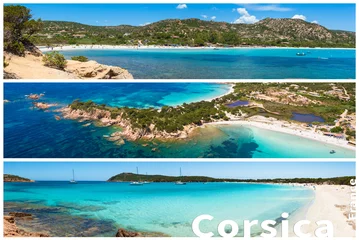Papier Peint photo autocollant Plage de Palombaggia, Corse Photo collage of Corsica landscape in France