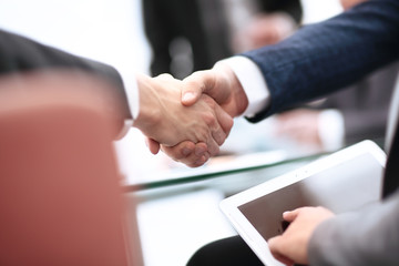 Business partnership meeting concept. Image businessmans handshake. Successful businessmen...