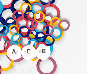 Color rings with shadows on gray abstract background