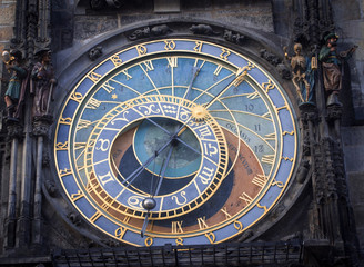 Astronomical Clock in Prague at the Old Town City Hall.