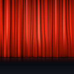 Close view of a red curtain, 3D illustration. illustration background for your presentation