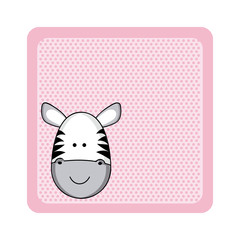colorful greeting card with picture zebra animal vector illustration