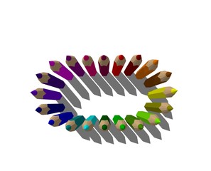 Color pencils frame. Isolated on white background. 3D rendering illustration.