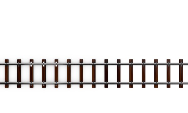 Railway track. Isolated on white background. 3D rendering illustration.