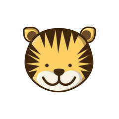 colorful picture face cute tiger animal vector illustration