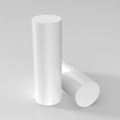 White Perfume Deodorant Spray Bottle Mock-Up Set, Cosmetic Skin Care Packaging Flask Template. Deodoriser Plastic Stick. 3D Illustration