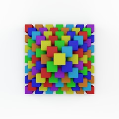 Pyramid from toy building blocks. 3D rendering illustration.