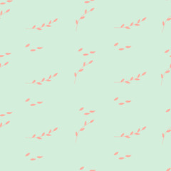 Floral seamless pattern with branches and leaves. Light and airy romantic design on a green background. Great for textile, wallpaper, wrapping paper.