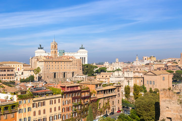 Obraz premium Rome, Italy. View of the Roman Forum and the adjoining buildings from the Palatine Hill