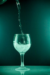 slice of drops in a glass of water