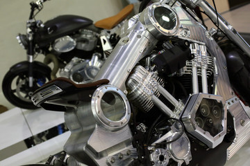 Fototapeta na wymiar Classic motorcycle with elements of chrome