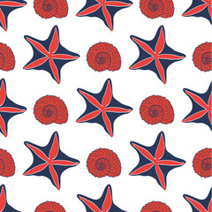 Seamless sea pattern with starfish